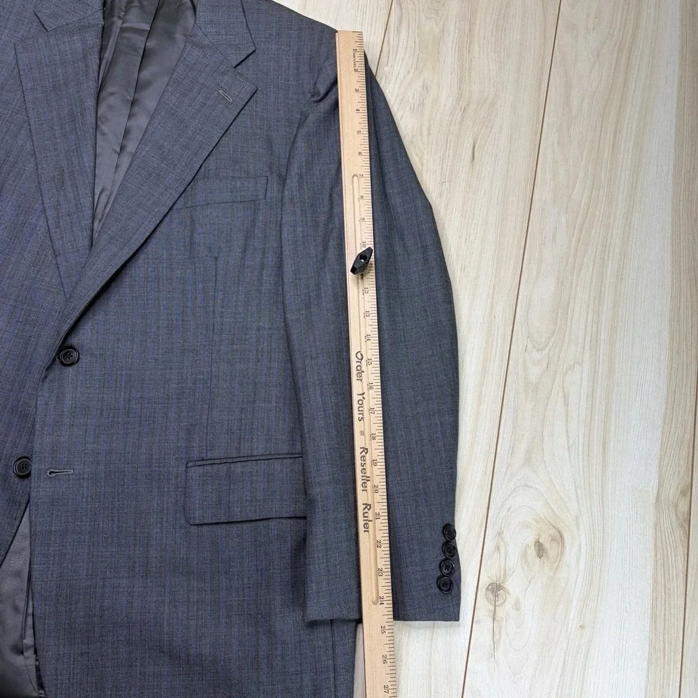 Brooks Brothers Golden Fleece Herringbone Pinstripe Gray Suit Mens 43R 40x28
